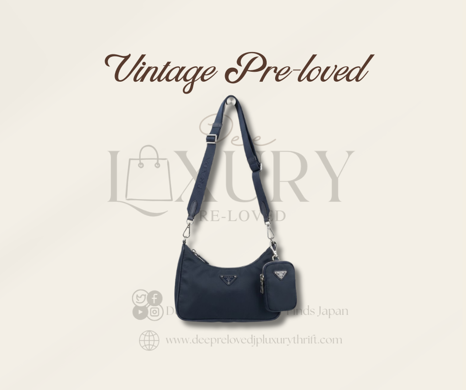 Prada Re-Edition 2005 Re-Nylon Bag — Navy Blue with Detachable Pouch