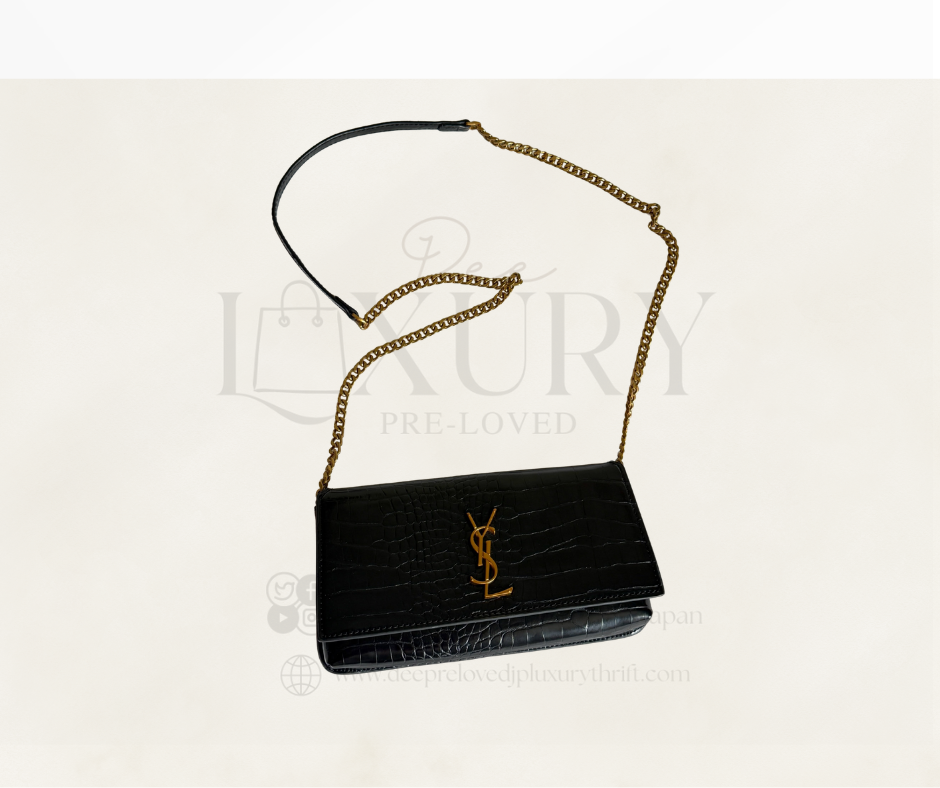 YSL Cassandre Mini Croc-Effect Leather Phone Pouch