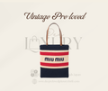 Miu Miu Striped Crochet Tote Bag — Navy/Cream/Red | Vintage Pre-Loved