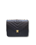 Chanel Vintage Chevron Flap - front CC turn-lock view