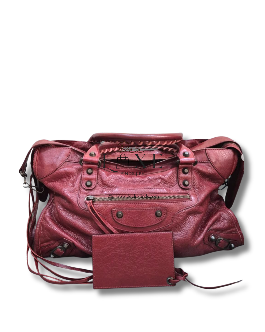 Balenciaga City Bordeaux - front full view with mirror card