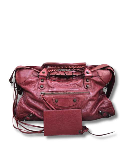 Balenciaga City Bordeaux - front full view with mirror card