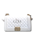 Chanel Boy Medium White - front CC clasp view