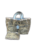 Chanel Vintage Fur Tote Bag with Light Blue Leather Handles