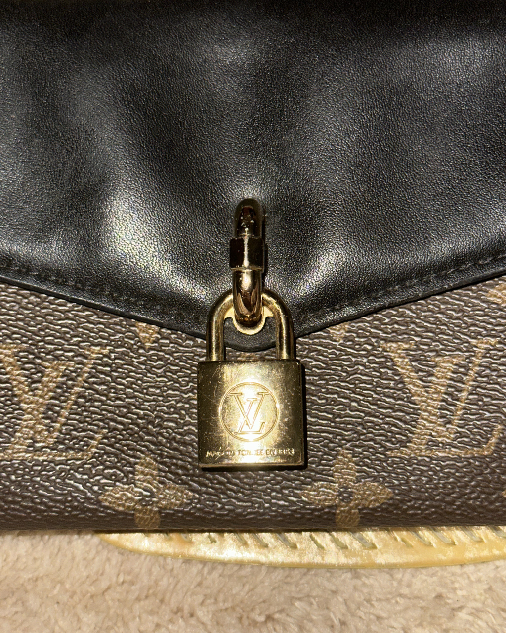 Louis Vuitton Padlock On Strap — Black Leather