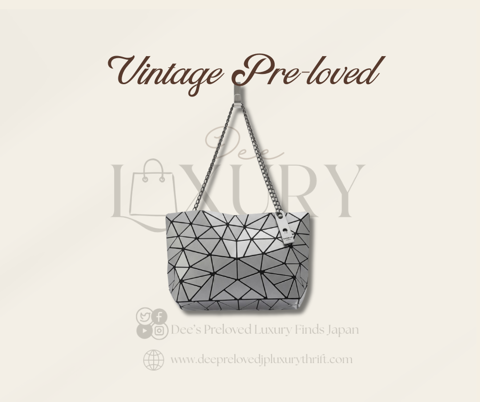 Bao Bao Issey Miyake Geometric Chain Bag — Silver | Vintage Pre-Loved