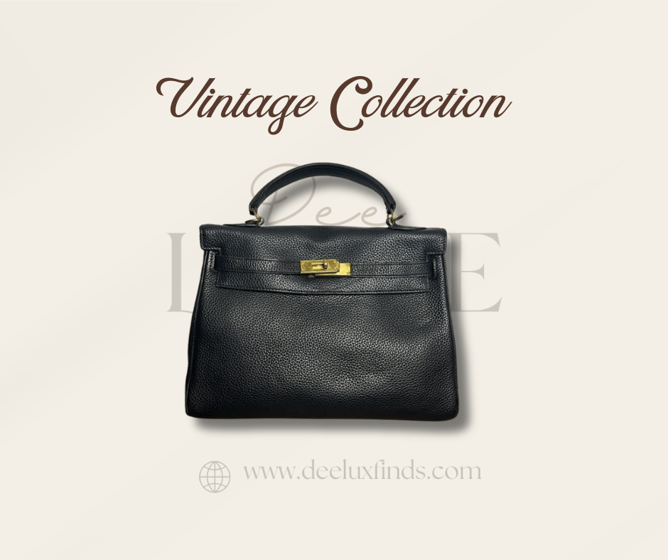 Vintage Hermès Kelly Bag – Black Leather, Gold Hardware