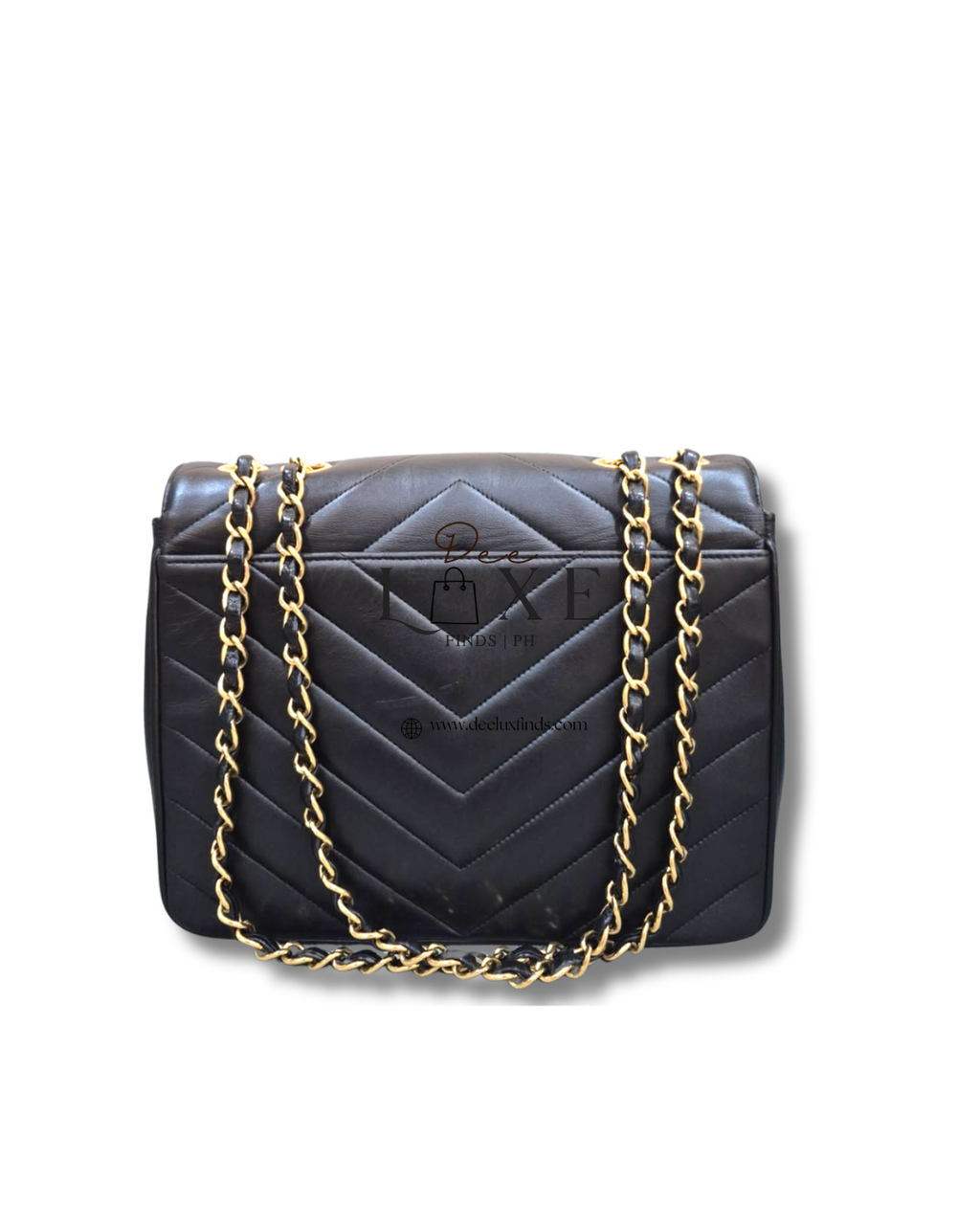 Chanel Vintage Chevron Flap - back with gold chain strap