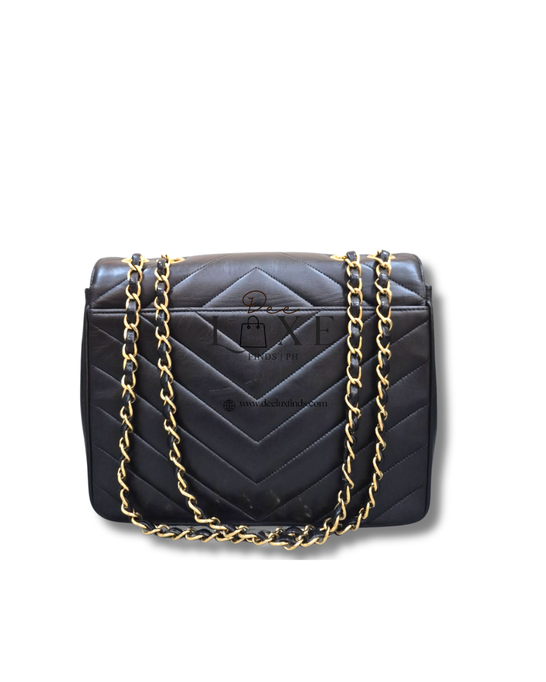 Chanel Vintage Chevron Flap - back with gold chain strap
