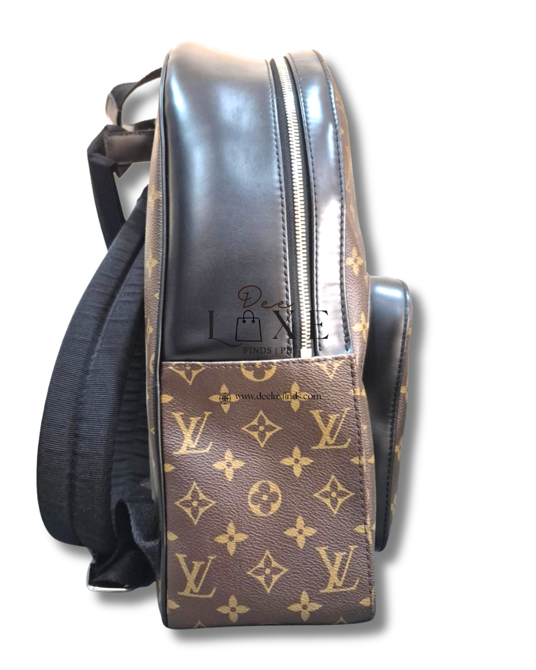 LV Josh Backpack Macassar - left side view with strap