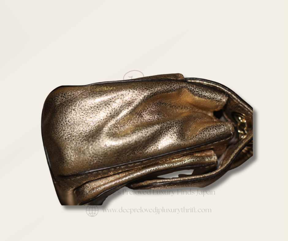 Michael Kors Sloan Shoulder Flap Bag — Pale Gold Metallic Leather