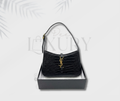 YSL Hobo Bag Black Crocodile-Embossed Gold Tone