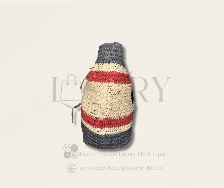 Miu Miu Striped Crochet Tote Bag — Navy/Cream/Red | Vintage Pre-Loved