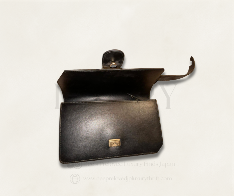 Pinko Mini Love Bag — Black Leather with Gold Swallow Clasp