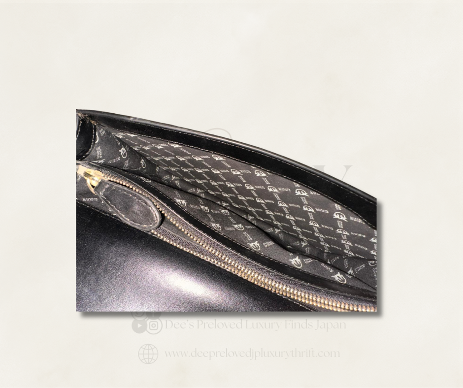 Pinko Mini Love Bag — Black Leather with Gold Swallow Clasp