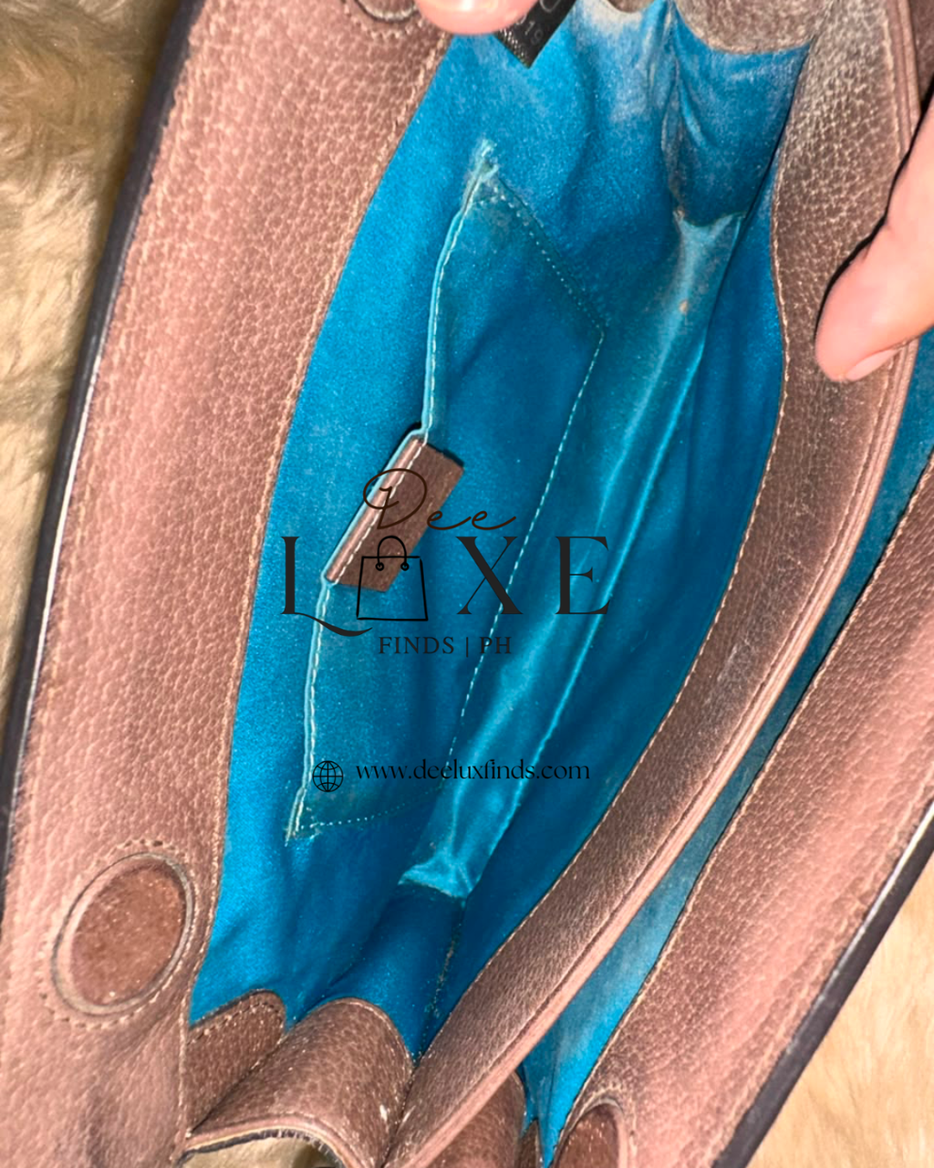 Gucci Ophidia - interior teal lining
