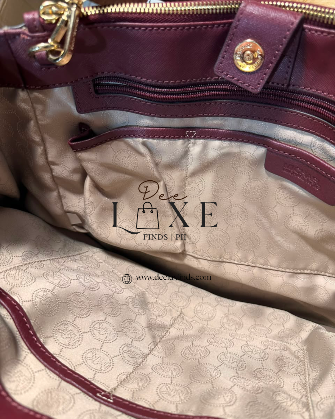 MK Savannah Mulberry - interior zip pocket detail