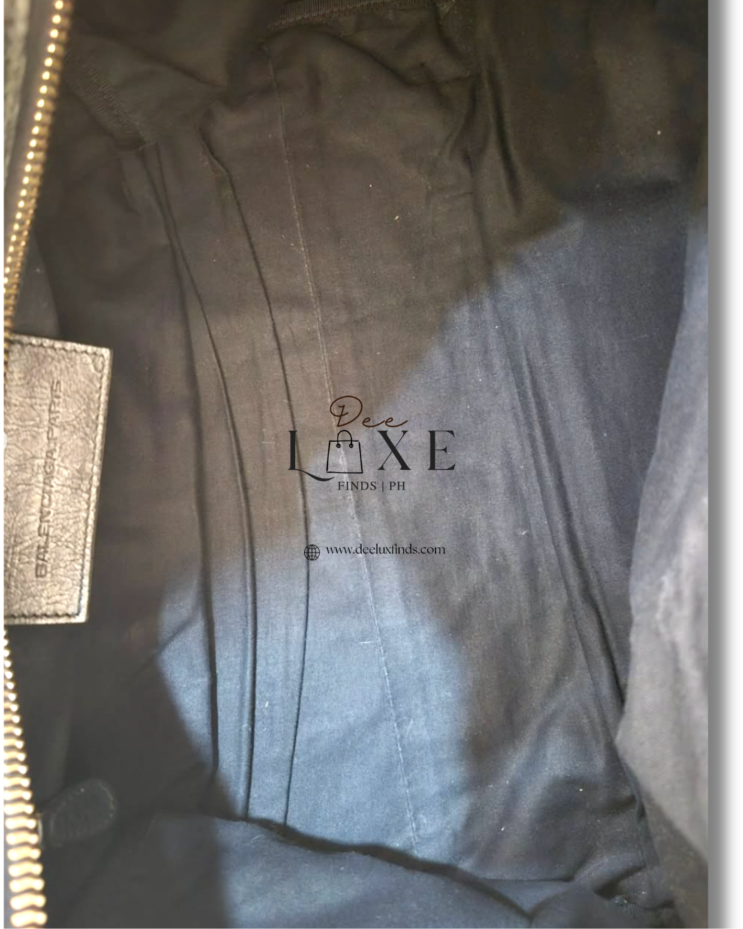 Balenciaga City Black RGH - interior charcoal lining with Balenciaga Paris patch
