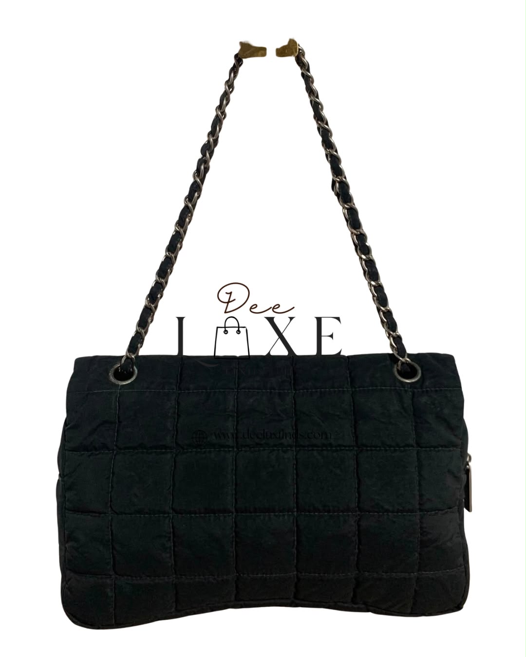 Chanel Chocolate Bar Nylon Flap - interior zip pocket open view