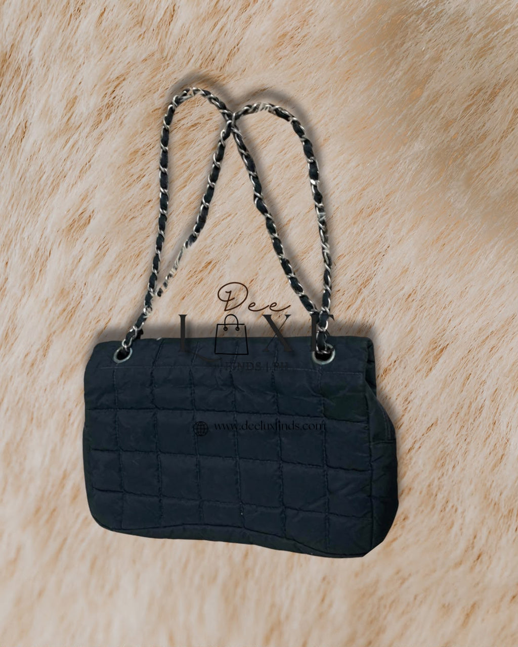 Chanel Chocolate Bar Nylon Flap - side profile view