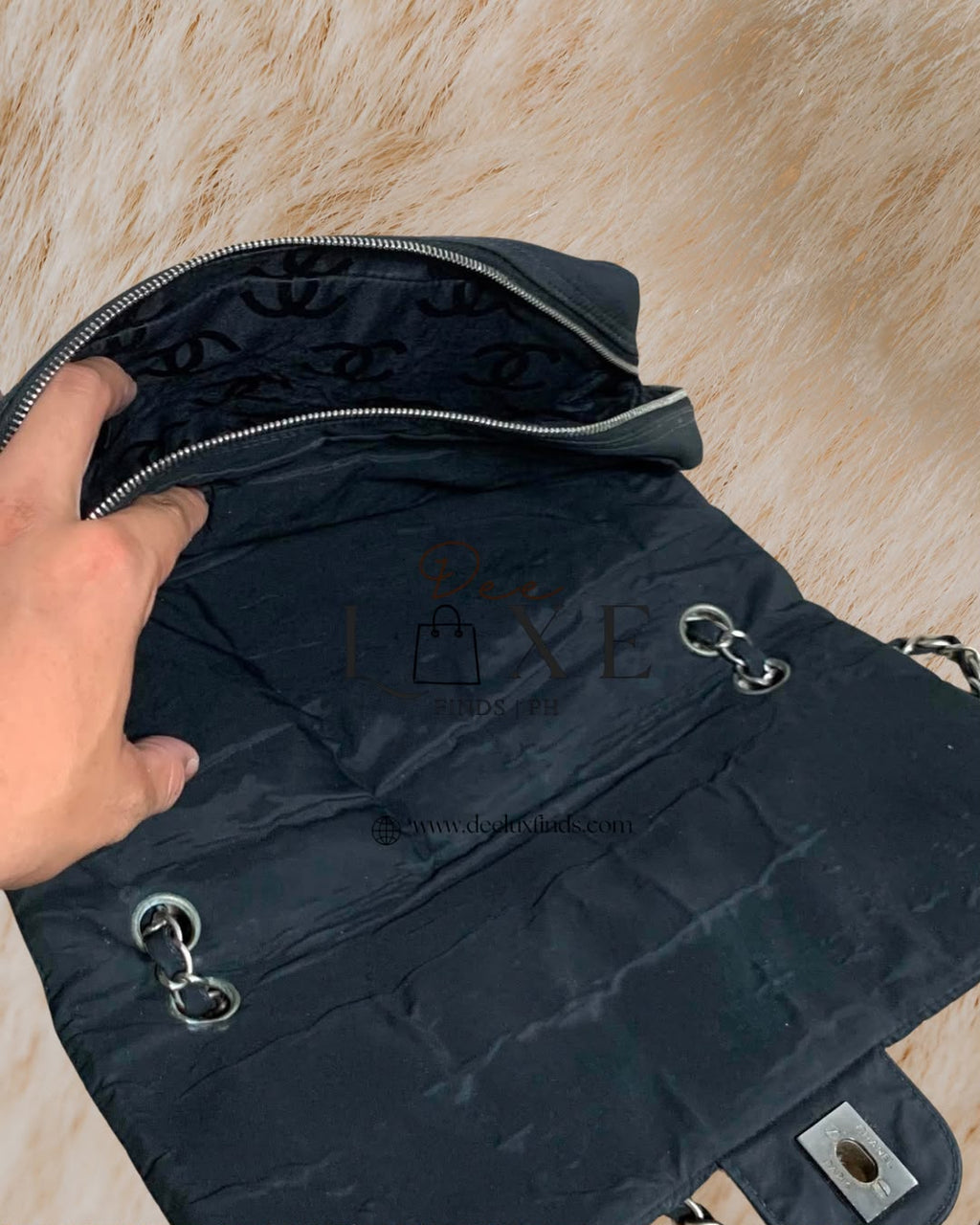 Chanel Chocolate Bar Nylon Flap - interior hologram serial sticker Series 7