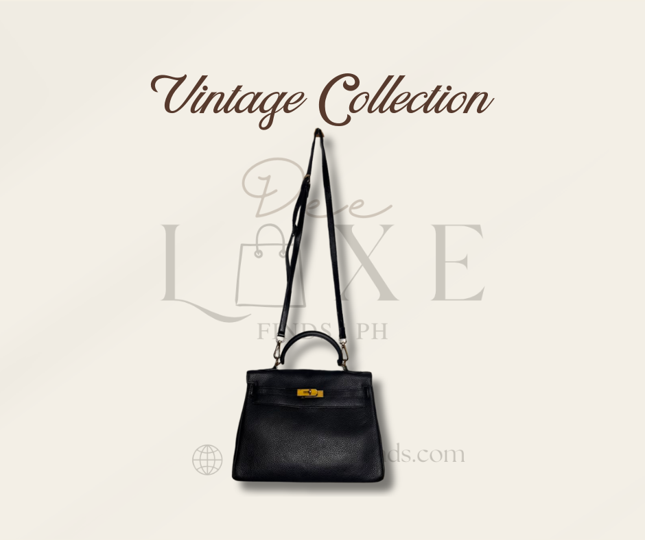 Vintage Hermès Kelly Bag – Black Leather, Gold Hardware